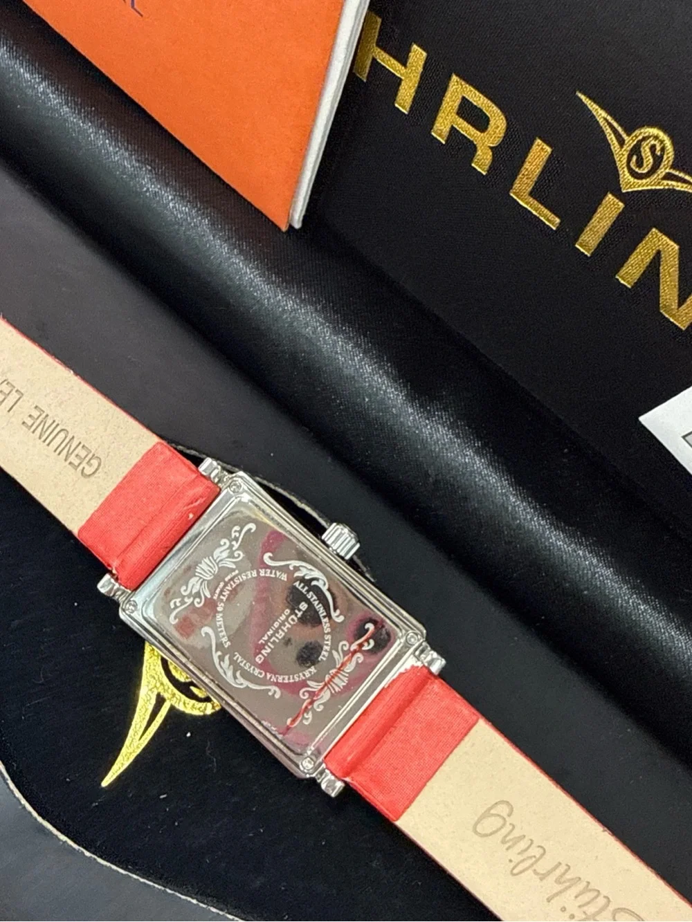 Stuhrling Original Pink Floral Leather-Strap Women's Watch